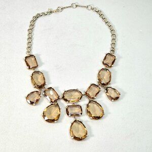 Banana Republic Champagne Stone Statement Necklace | Faceted Drop | Adjustable